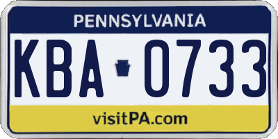 PA license plate KBA0733