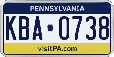 PA license plate KBA0738