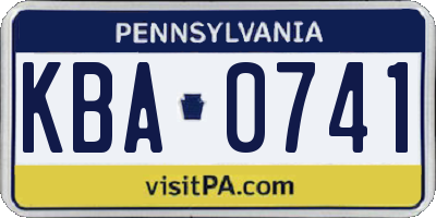 PA license plate KBA0741