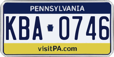 PA license plate KBA0746