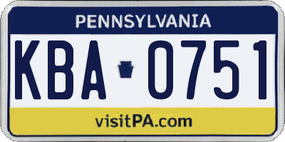 PA license plate KBA0751