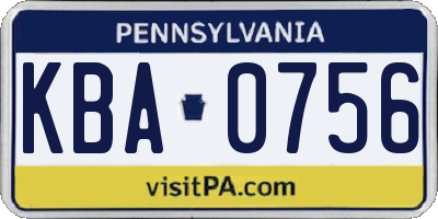 PA license plate KBA0756