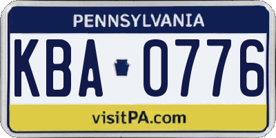 PA license plate KBA0776