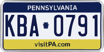 PA license plate KBA0791