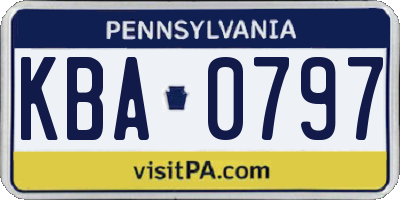 PA license plate KBA0797