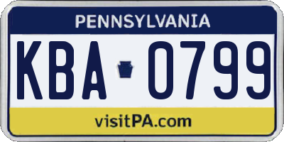 PA license plate KBA0799