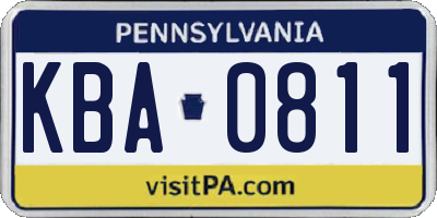 PA license plate KBA0811