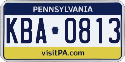 PA license plate KBA0813