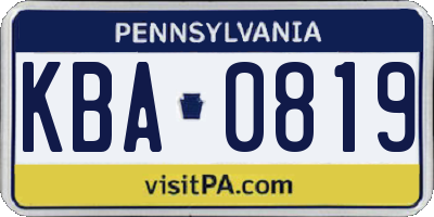 PA license plate KBA0819