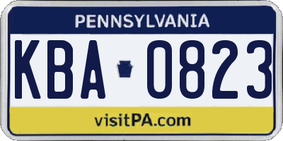PA license plate KBA0823