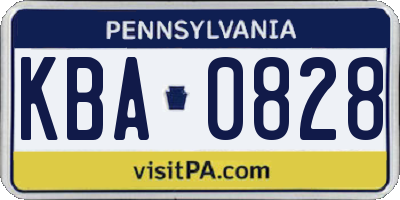 PA license plate KBA0828