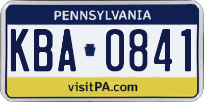 PA license plate KBA0841