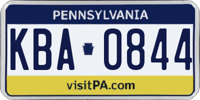 PA license plate KBA0844