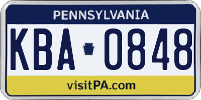 PA license plate KBA0848