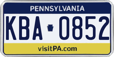PA license plate KBA0852