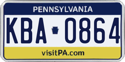 PA license plate KBA0864