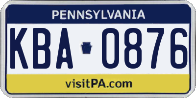 PA license plate KBA0876