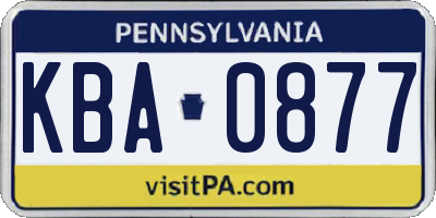 PA license plate KBA0877