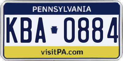 PA license plate KBA0884