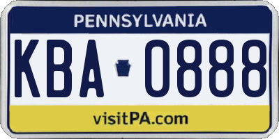 PA license plate KBA0888