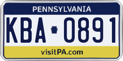 PA license plate KBA0891