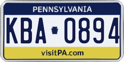 PA license plate KBA0894