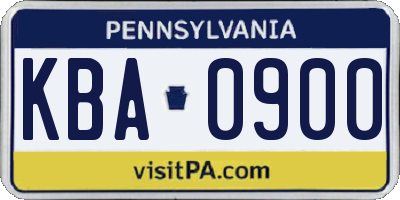 PA license plate KBA0900