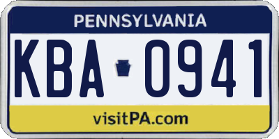 PA license plate KBA0941