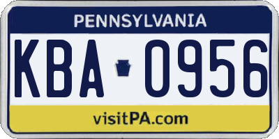 PA license plate KBA0956