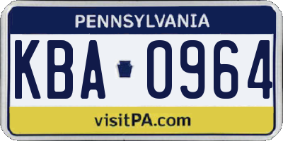 PA license plate KBA0964