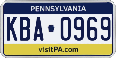 PA license plate KBA0969
