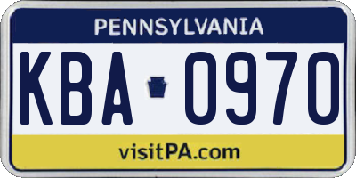 PA license plate KBA0970
