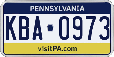 PA license plate KBA0973