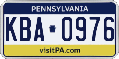 PA license plate KBA0976