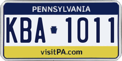 PA license plate KBA1011