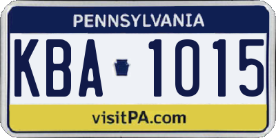 PA license plate KBA1015
