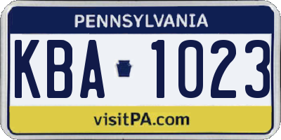 PA license plate KBA1023
