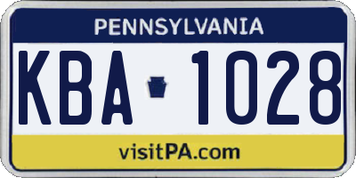 PA license plate KBA1028