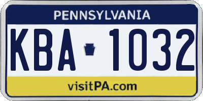 PA license plate KBA1032