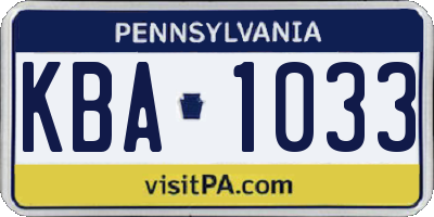 PA license plate KBA1033