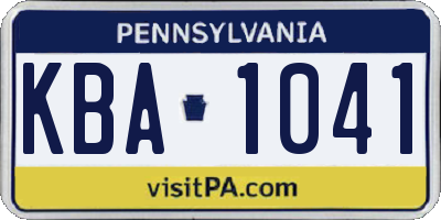 PA license plate KBA1041