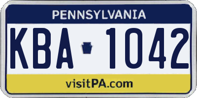 PA license plate KBA1042