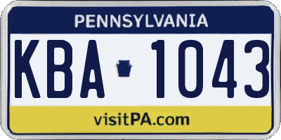 PA license plate KBA1043