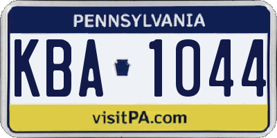 PA license plate KBA1044