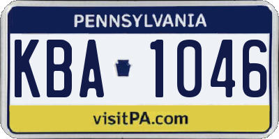 PA license plate KBA1046