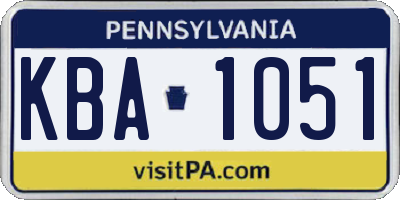 PA license plate KBA1051