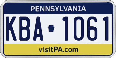PA license plate KBA1061