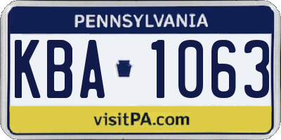 PA license plate KBA1063