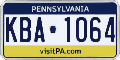 PA license plate KBA1064