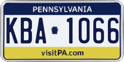 PA license plate KBA1066